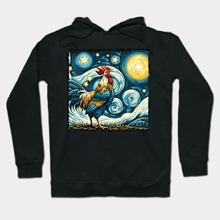 Chicken Starry Night Fashion, Tee Talk Triumph for Chicken Lovers Hoodie